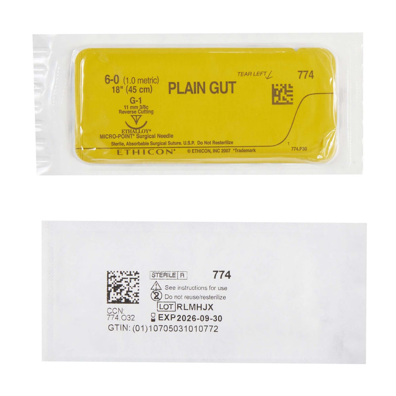 GUT PLAIN Plain Gut G-1 3/8 Circle Precision Reverse Cutting Needle Size 6-0 | SurgiMac Dental Supply