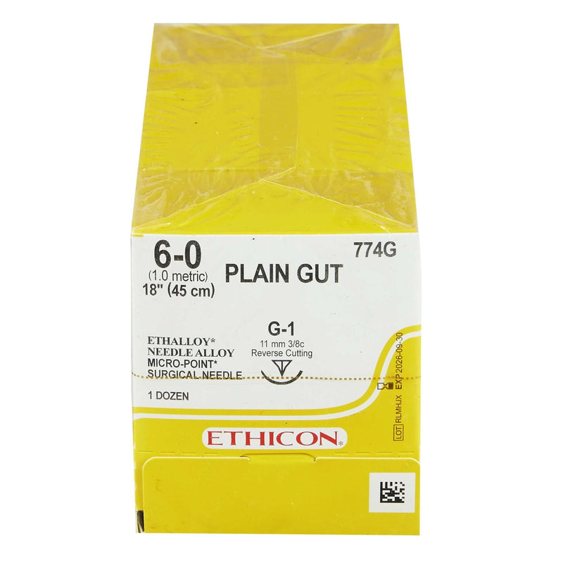 GUT PLAIN Plain Gut G-1 3/8 Circle Precision Reverse Cutting Needle Size 6-0 | SurgiMac Dental Supply