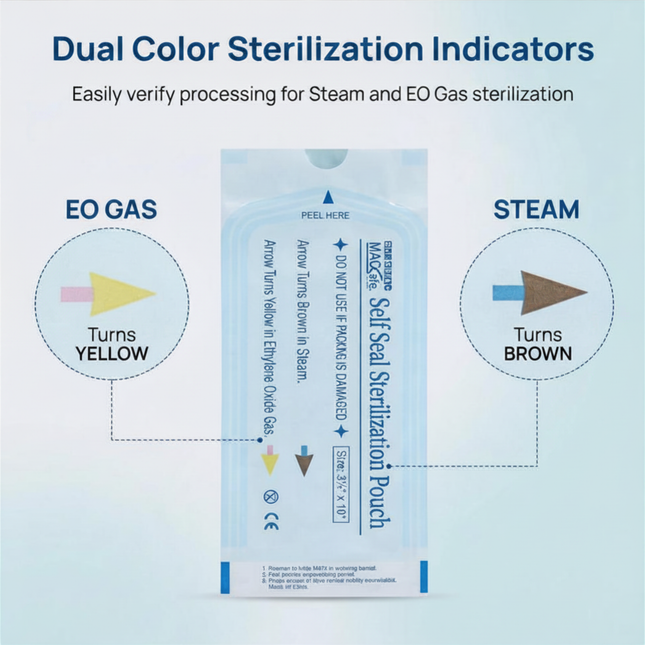SurgiMac Self Seal Sterilization Pouch, Self-Sealing, Paper/Blue film, MacSafe, 200/Pk, 10pk/Case