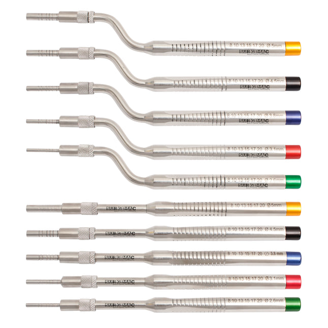 SurgiMac | Pro Series Osteotomes Kit: Set of 10pcs Sinus Lift Instruments, Stainless Steel, Pro Series, 10/Pk | OS-1000-P