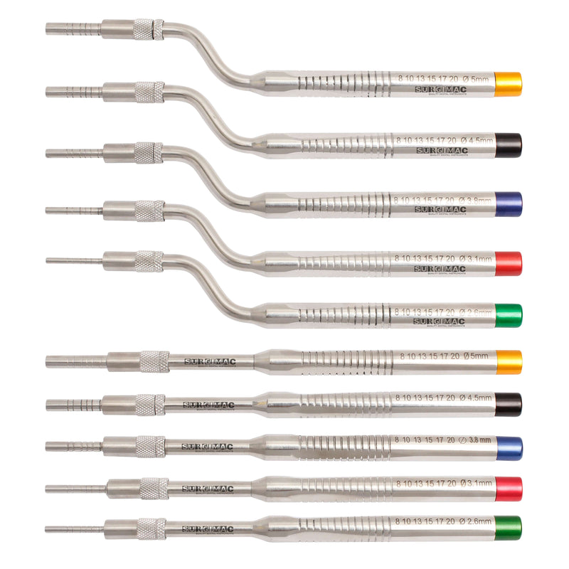 SurgiMac Osteotomes Kit, Sinus Lift Instruments, Stainless Steel, Pro Series, 10/Pk | SurgiMac Dental Supply