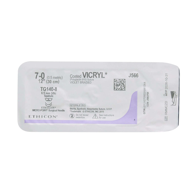 Coated Vicryl™ Polyglactin 910 TG140-8 3/8 Circle Spatula Needle Size 7-0 Braided | SurgiMac Dental Supply
