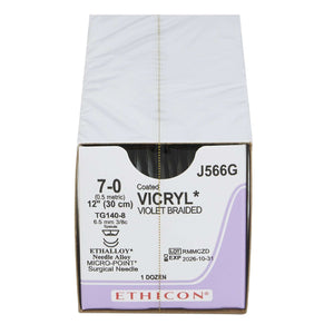 Coated Vicryl™ Polyglactin 910 TG140-8 3/8 Circle Spatula Needle Size 7-0 Braided | SurgiMac Dental Supply