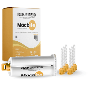 SurgiMac Bite Registration Material, Unflavored Fast Set, 2 - 50 mL Cartridges and 6 Mixing Tips, MacBite, 1/Pk | SurgiMac Dental Supply