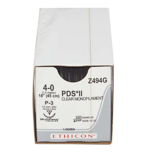 PDS II Polydioxanone P-3 3/8 Circle Precision Reverse Cutting Needle Size 4-0 Monofilament | SurgiMac Dental Supply