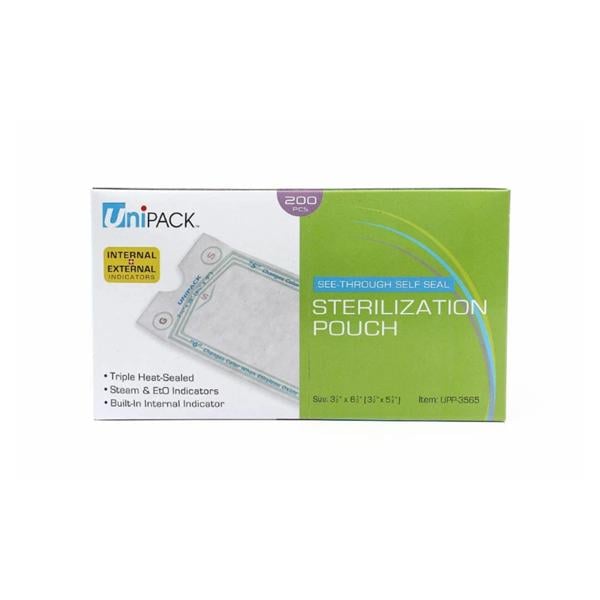 Unipack Pouch Sterilization Heat Seal 3.5 in x 6.5 in, 200/bx, 16bx/cs