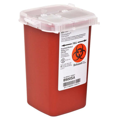 Sharps Container SharpSafety Red Base 6-1/4 H X 4-1/2 W X 4-1/4 D Inch Vertical Entry 0.25 Gallon