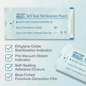SurgiMac Self Seal Sterilization Pouch, Self-Sealing, Paper/Blue film, MacSafe, 200/Pk, 10pk/Case