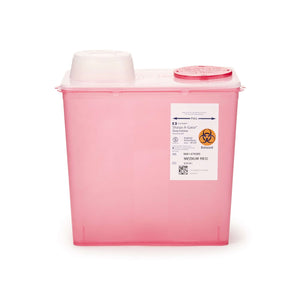 Sharps Container Monoject Red Base 10-9/10 H X 10-1/2 W X 6-3/4 D Inch Vertical Entry 2 Gallon 8881676285-1