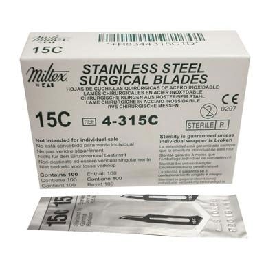 Integra Lifesciences | Miltex #15C Sterile Stainless Steel Surgical Scalpel Blade, Box of 100 blades | 4-315C