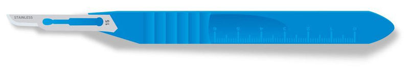 #15 Sterile Stainless Steel Surgical Scalpel Blade with Plastic Handle | MacCut by SurgiMac | Box of 10 MC-10-4115