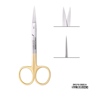 Iris Scissors 4.5", Straight Iris Scissors with Tungsten Carbide Tips, Gold Handles, Stainless Steel, Air Series, 1/Pk MS-001