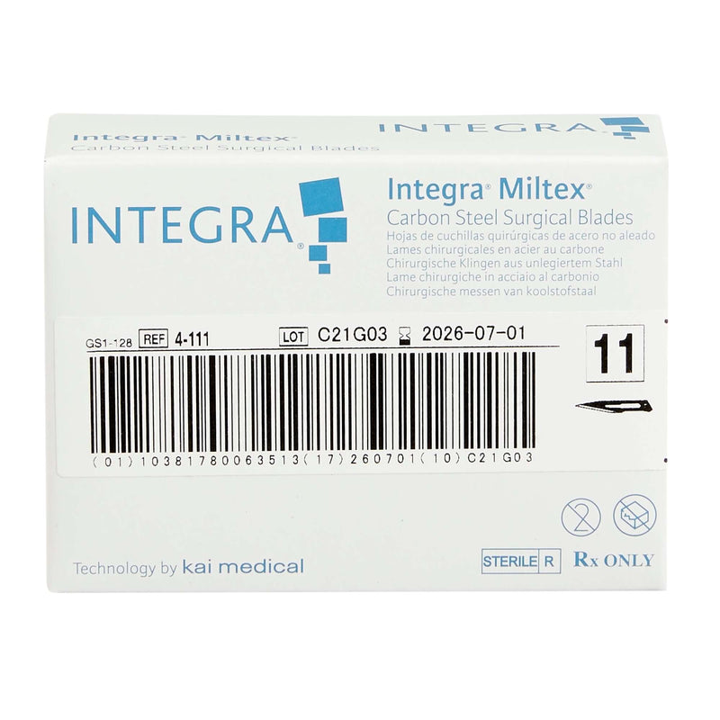 Miltex #11 Sterile Carbon Steel Surgical Scalpel Blade, Box of 100 blades | SurgiMac Dental Supply