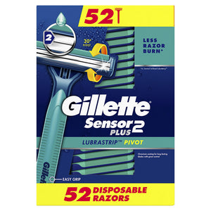Gillette Sensor2 Plus Pivoting Head and Lubrastrip Men's Disposable Razors, 52 ct. 18384