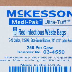 Infectious Waste Bag McKesson 7 to 10 gal. Red Bag 24 X 24 Inch | SurgiMac Dental Supply