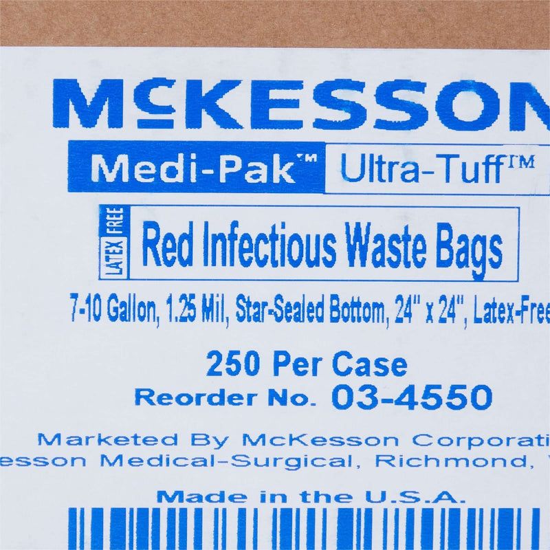 Infectious Waste Bag McKesson 7 to 10 gal. Red Bag 24 X 24 Inch | SurgiMac Dental Supply