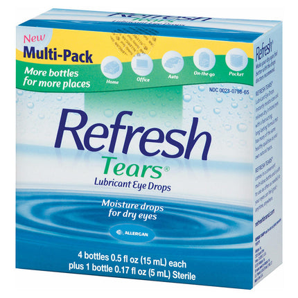 Refresh Tears Lubricant Eye Drops Multipack, 4 ct./0.5 fl. oz. with Sterile Drops Bottle, 0.17 oz.