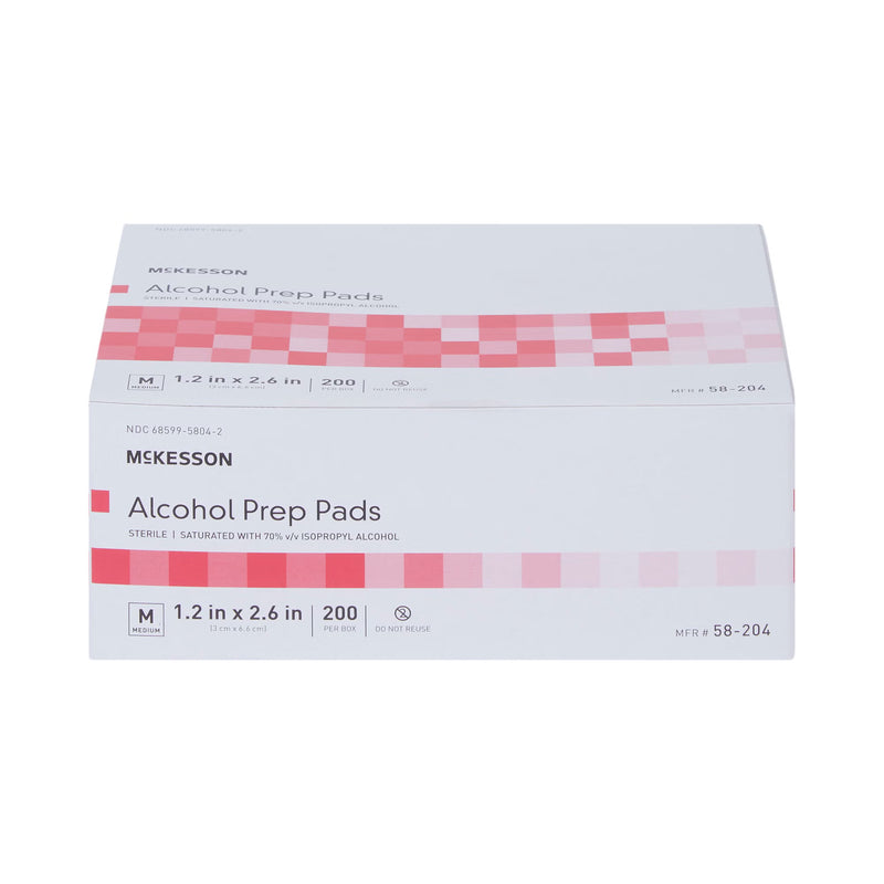 Alcohol Prep Pad McKesson 70% Strength Isopropyl Alcohol Individual Packet Medium Sterile