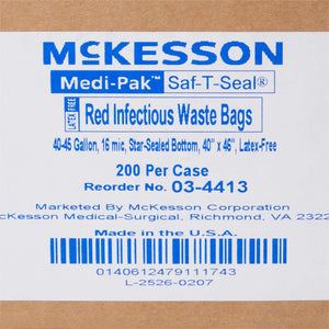 Infectious Waste Bag McKesson 40 to 45 gal. Red Bag Polymer Film 40 X 46 Inch | SurgiMac Dental Supply