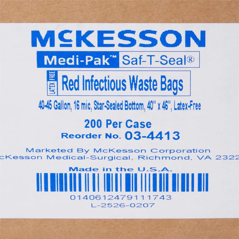 Infectious Waste Bag McKesson 40 to 45 gal. Red Bag Polymer Film 40 X 46 Inch | SurgiMac Dental Supply