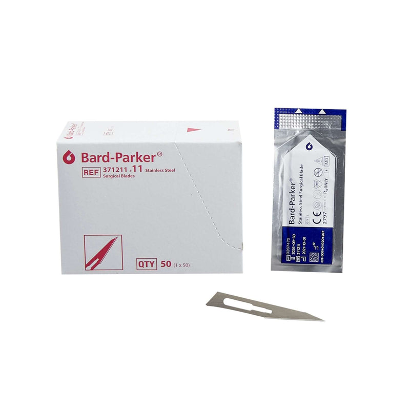 Bard Parker #11 Sterile Stainless Steel Scalpel Blades, 50 Individually Packaged for Surgical Precision | SurgiMac Dental Supply