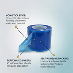 SurgiMac 4" x 6" Blue Barrier Film in Dispenser Box with Stand, 0.05mm Thick, MacSafe, 1200/Roll, 12roll/Case