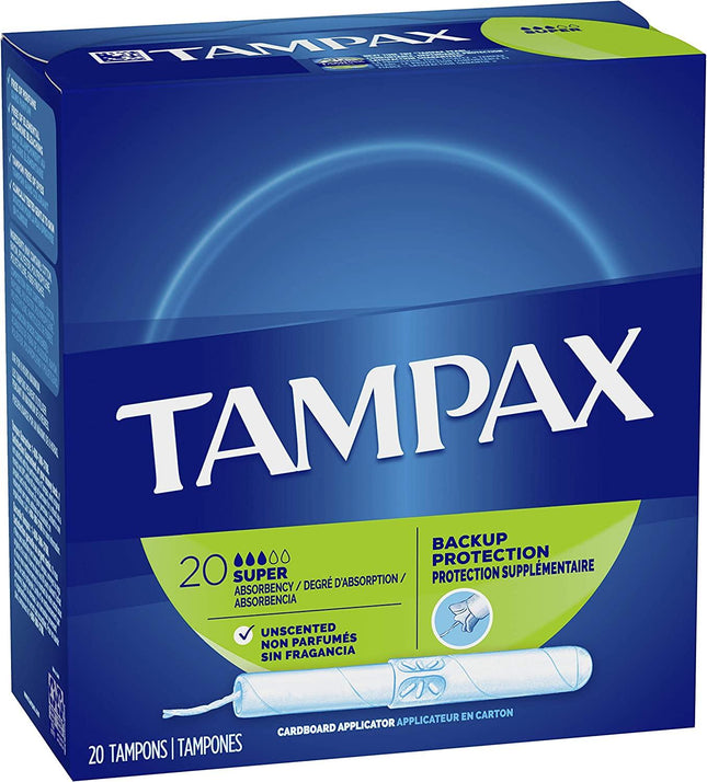 Procter & Gamble | Tampax Super Absorbency Tampons, Unscented, 20/bx, 24 bx/cs | 7301038012