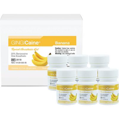 GINGICaine Topical Anesthetic Gel 20% Benzocaine, Banana 6-Pack | SurgiMac Dental Supply