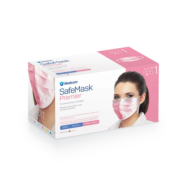 Medicom | SafeMask Earloop Mask, Astm Level 1, 50/Bx,10 Bx/Cs | 2016-M