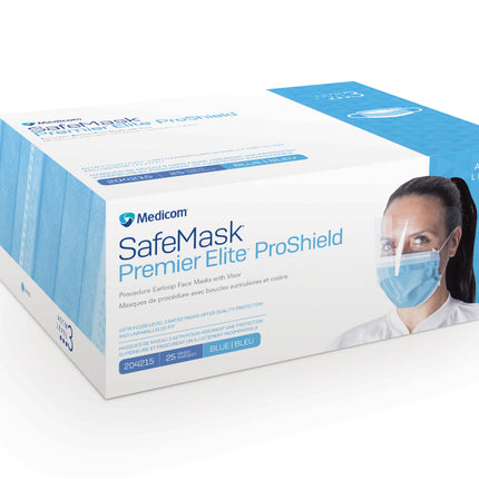 Premier Elite ProShield Earloop Mask With Visor, Astm Level 3, 4 Bx/cs