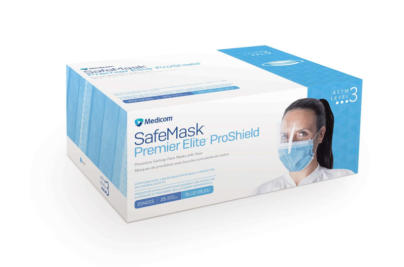 Premier Elite ProShield Earloop Mask With Visor, Astm Level 3, 4 Bx/cs 204215-Bx