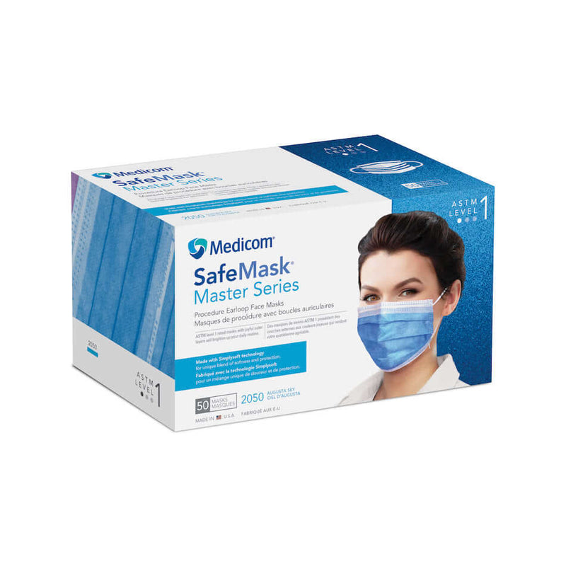 Procedure Earloop Mask, Astm Level 1, Augusta Sky (Royal Blue), 50/Bx, 10 Bx/Cs 2050