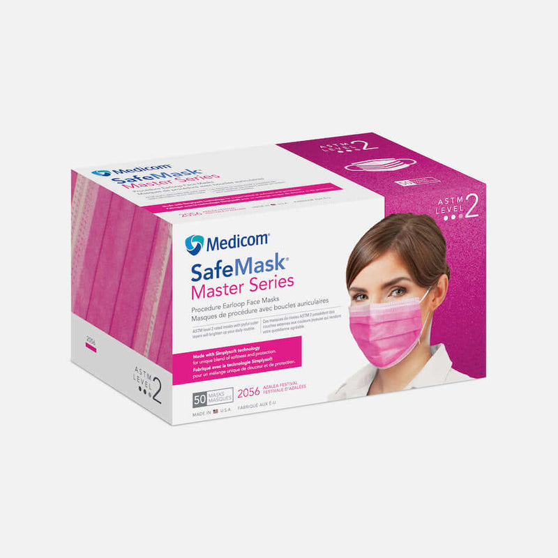 Procedure Earloop Mask, Master Series Plus, Astm Level 2, Azalea Festival (Bright Fuschia), 50/bx, 10 bx/cs 2056