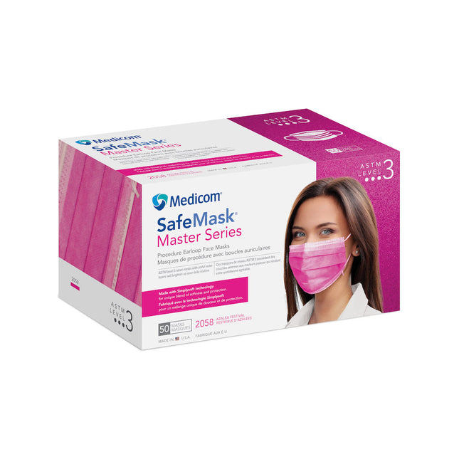 Medicom | SafeMask Astm Level 3 Master Series, Azalea Festival (Bright Fuschia), 50/bx, 10 bx/cs | 2058