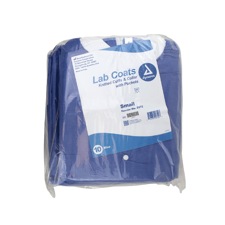 Dynarex Lab Coat w/ Pockets, Blue, 10/pk | SurgiMac Dental Supply