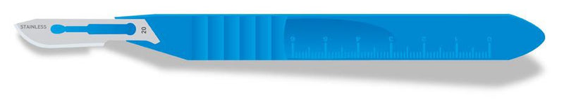 SurgiMac #20 Sterile Surgical Scalpel Blade, Plastic Handle, Stainless Steel, MacCut, 10/Pk | SurgiMac Dental Supply
