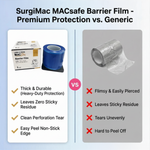 SurgiMac 4" x 6" Blue Barrier Film in Dispenser Box with Stand, 0.05mm Thick, MacSafe, 1200/Roll, 12roll/Case