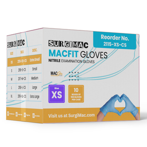 SurgiMac Nitrile Exam Gloves, Chemo Tested, Blue, MacFit