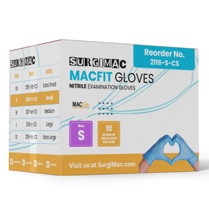 SurgiMac Nitrile Exam Gloves, Chemo Tested, Blue, MacFit