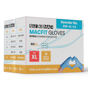 SurgiMac Nitrile Exam Gloves, Chemo Tested, Blue, MacFit