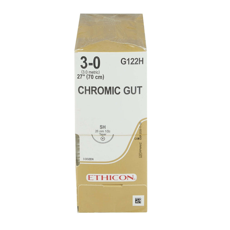 GUT CHROMIC Chromic Gut SH 1/2 Circle Taper Point Needle Size 3-0 | SurgiMac Dental Supply