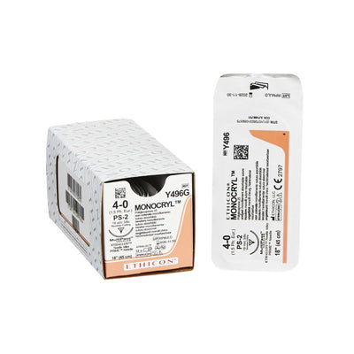 Ethicon Monocryl 4/0, 18" Monocryl Undyed Monofilament Absorbable Suture