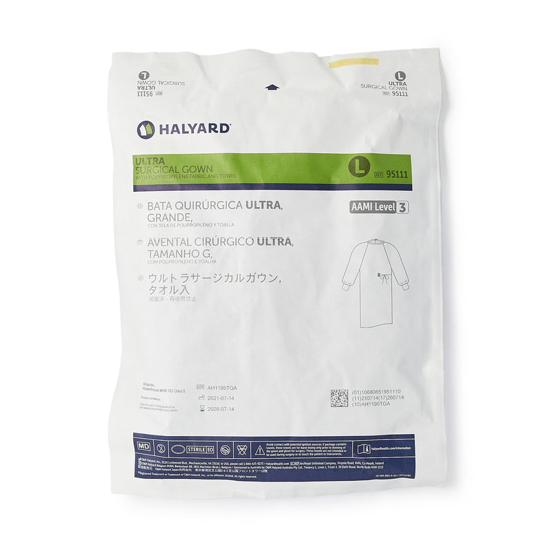 Non-Reinforced Surgical Gown with Towel ULTRA Blue Sterile AAMI Level 3 Disposable 95101