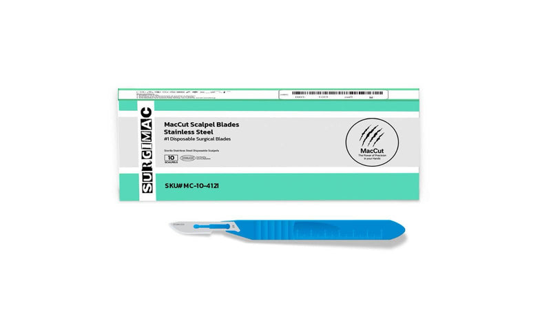 SurgiMac #21 Sterile Surgical Scalpel Blade, Plastic Handle, Stainless Steel, MacCut, 10/Pk | SurgiMac Dental Supply