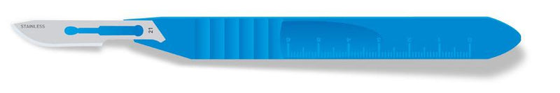 SurgiMac #21 Sterile Surgical Scalpel Blade, Plastic Handle, Stainless Steel, MacCut, 10/Pk | SurgiMac Dental Supply