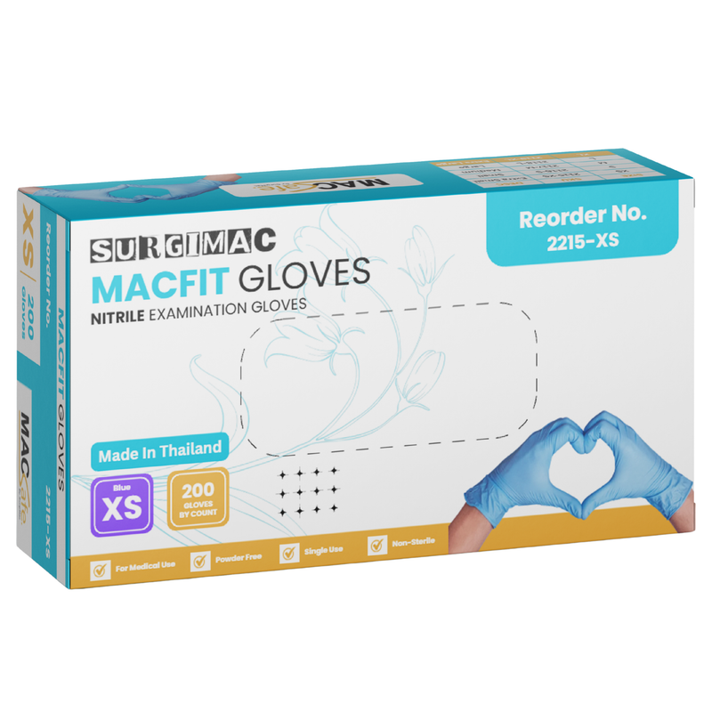 SurgiMac Nitrile Powder Free Exam Gloves, Chemo Tested, Blue, MacFit, 200/Box