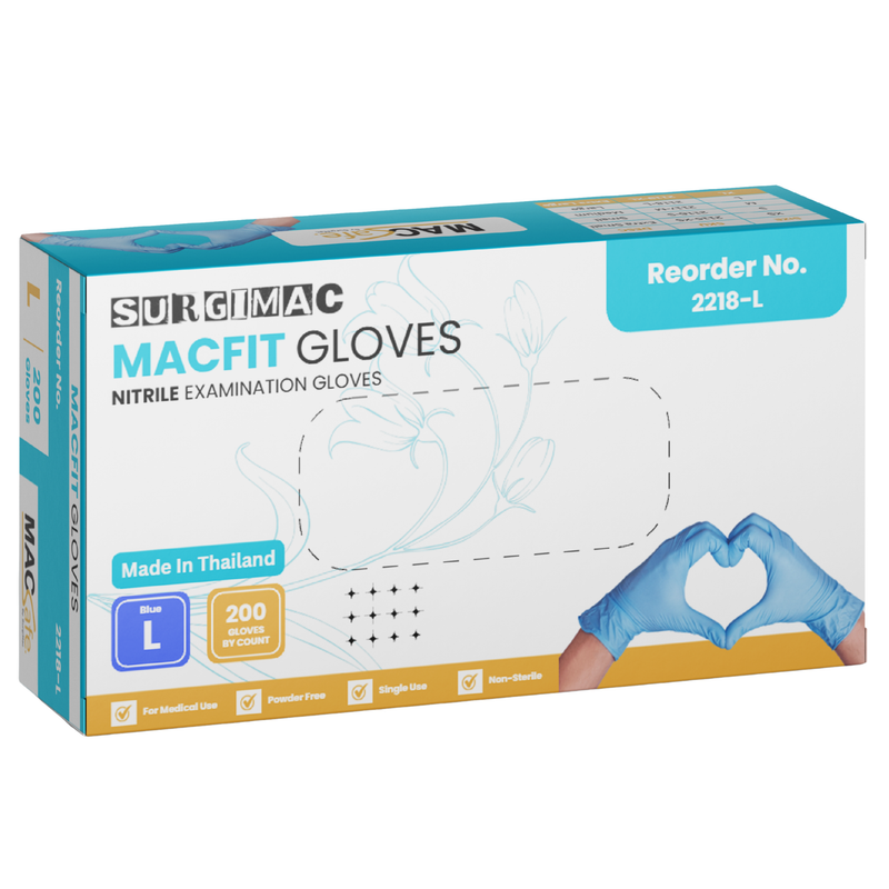 SurgiMac Nitrile Powder Free Exam Gloves, Chemo Tested, Blue, MacFit, 200/Box