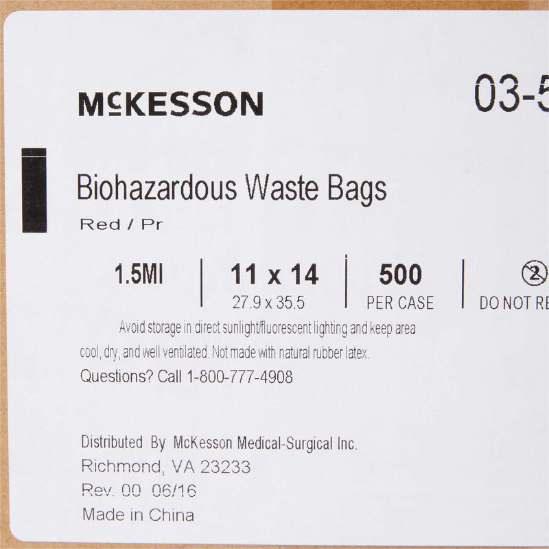 Infectious Waste Bag McKesson 1 to 6 gal. Red Bag 11 X 14 Inch | SurgiMac Dental Supply