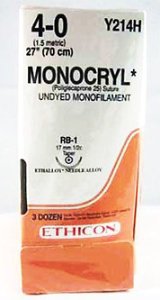 Monocryl™ Poliglecaprone RB-1 1/2 Circle Taper Point Needle Size 4-0 Monofilament | SurgiMac Dental Supply