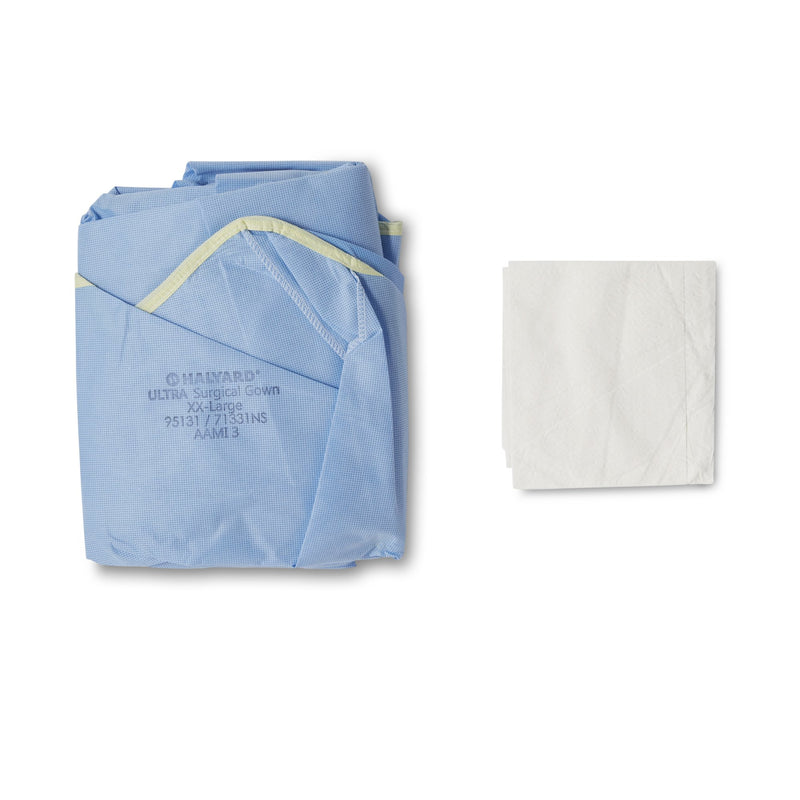 Non-Reinforced Surgical Gown with Towel ULTRA Blue Sterile AAMI Level 3 Disposable 95101